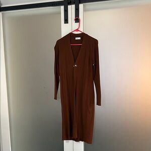 Nine West Chocolate Long Sleeve Cardigan L